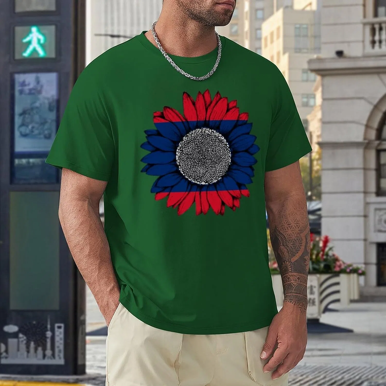 Мужская футболка с принтом флага, Classic T-Shirt, Green — фото 4