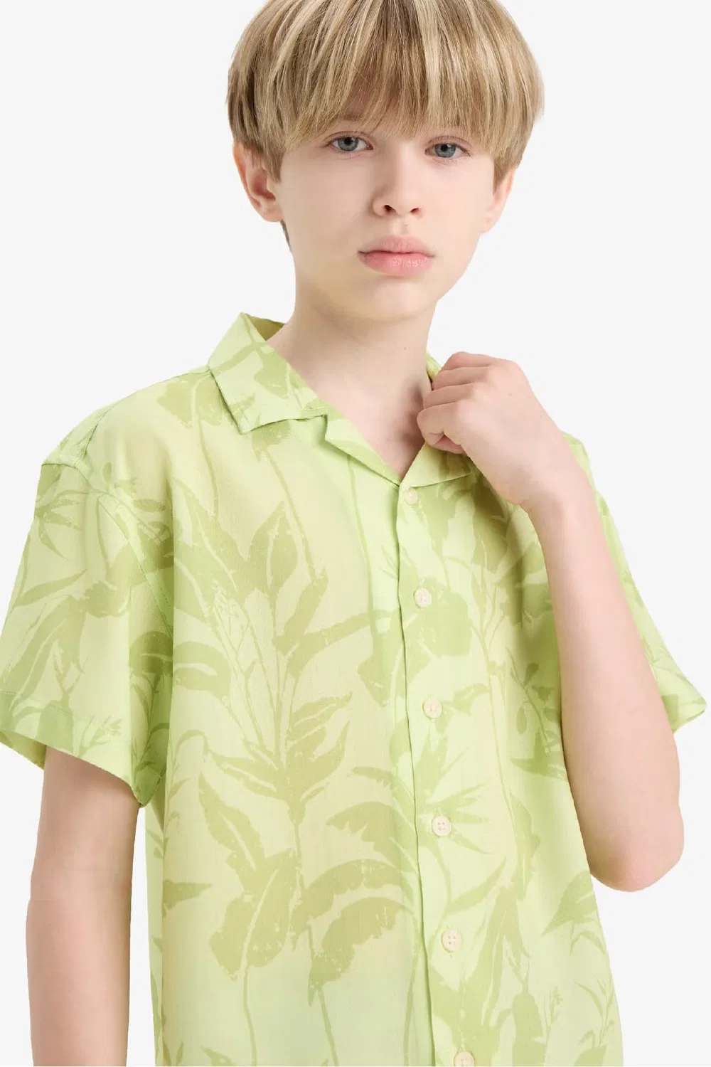 Рубашка с коротким рукавом oversize Defacto, зеленый