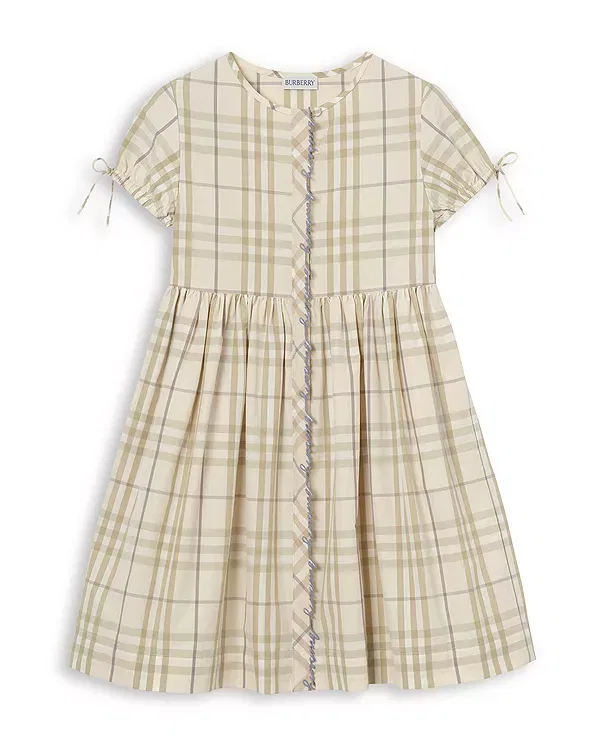 Детское платье для девочек хлопковое Burberry, Sesame Beige Ip Chk