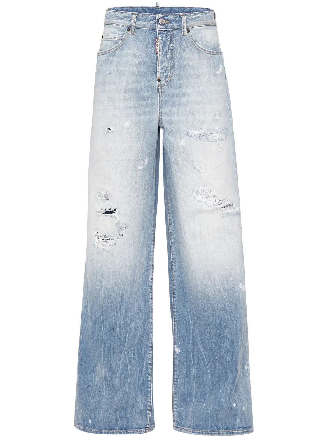 Джинсы широкого кроя с потертостями DSQUARED2, темно-синий