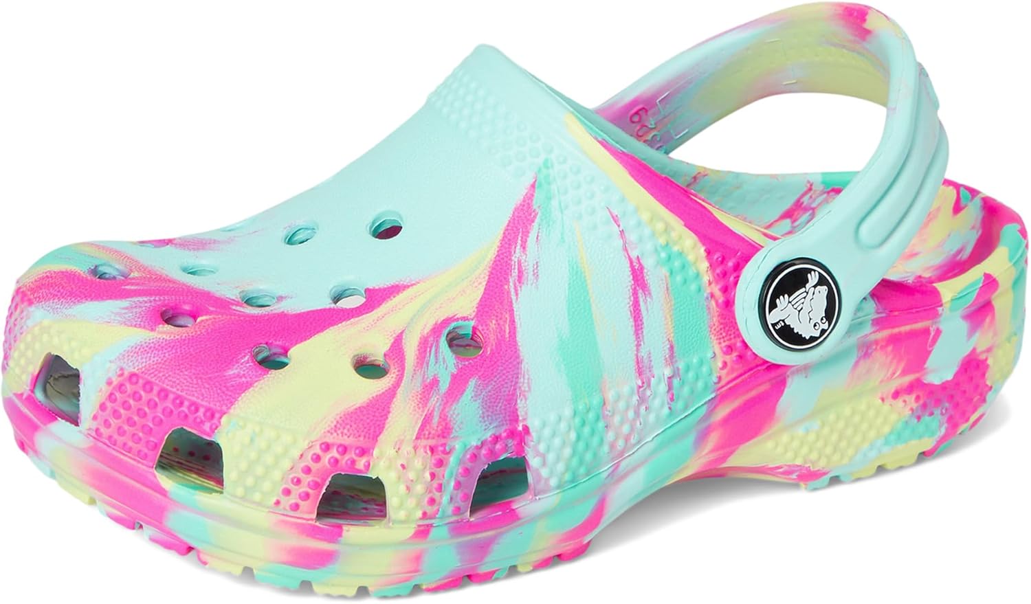 Детские сабо Crocs унисекс, классические, с мраморным рисунком, акварельным рисунком, размер K, Aquamarine/Multi — фото 2