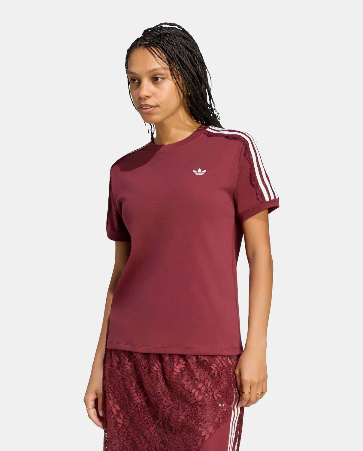 Женская футболка из кружева, Firebird Originals, adidas, Burgundy