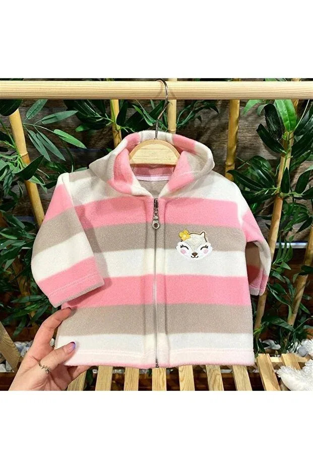 Детский кардиган для девочек на молнии с капюшоном Squirrel Patsan, Pink — фото 3