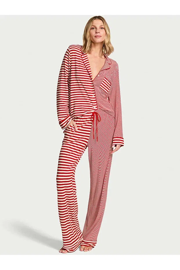 Женский комплект пижамы с длинным рукавом Victoria'S Secret, Red And White Striped