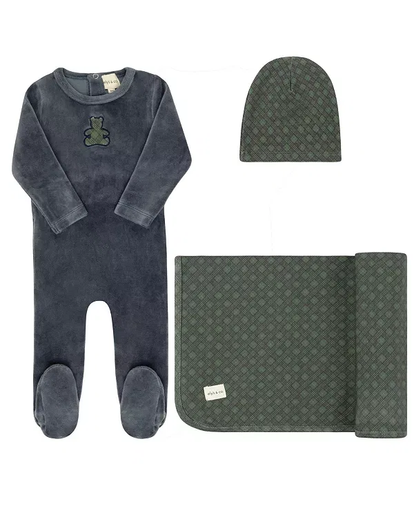 Детский комплект велюровый с принтом Take Me Home Set Ely'S & Co., синий