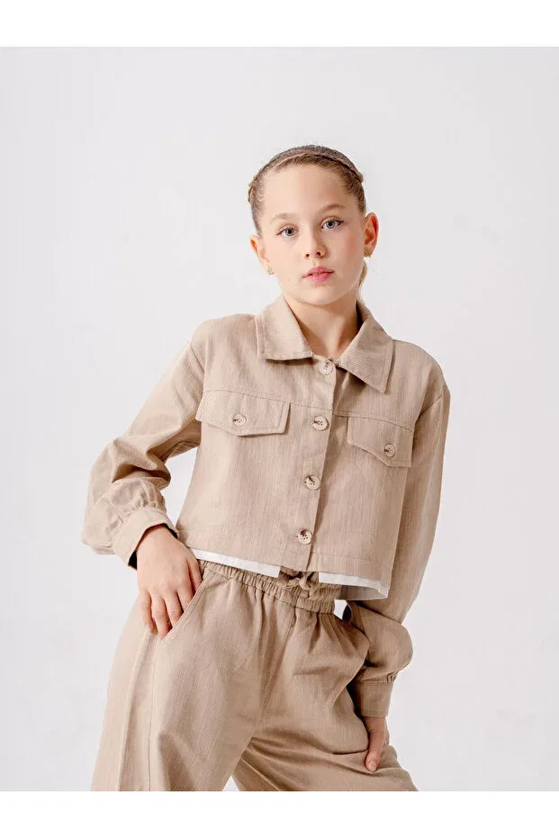 Детская куртка для девочек укороченное Giyicem Tekstil, Beige