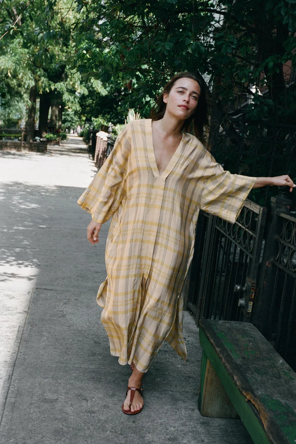 Длинное платье в клетку ZARA, Vanilla
