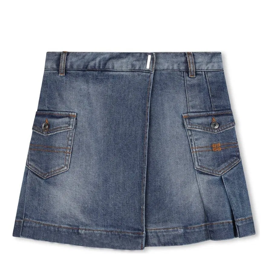 Юбка плиссированная из денима Givenchy, Denim Blue