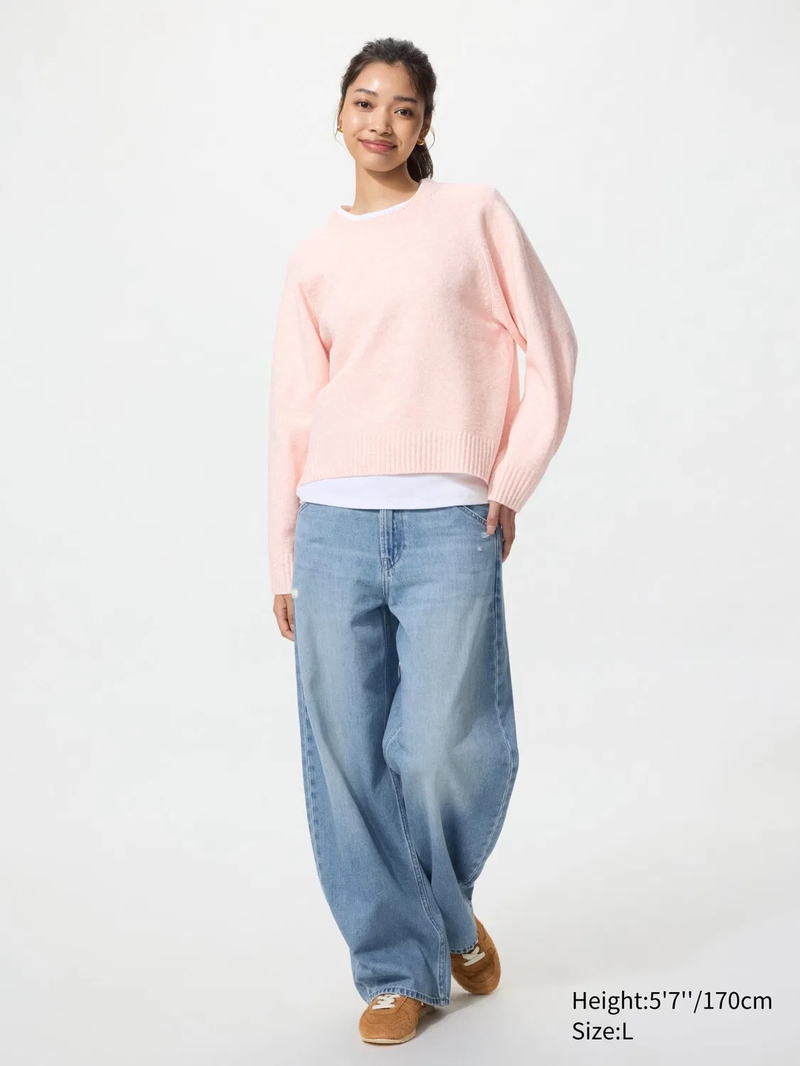 Свитер Uniqlo, с круглым вырезом из легкой пряжи типа суфле, бордовый — фото 2