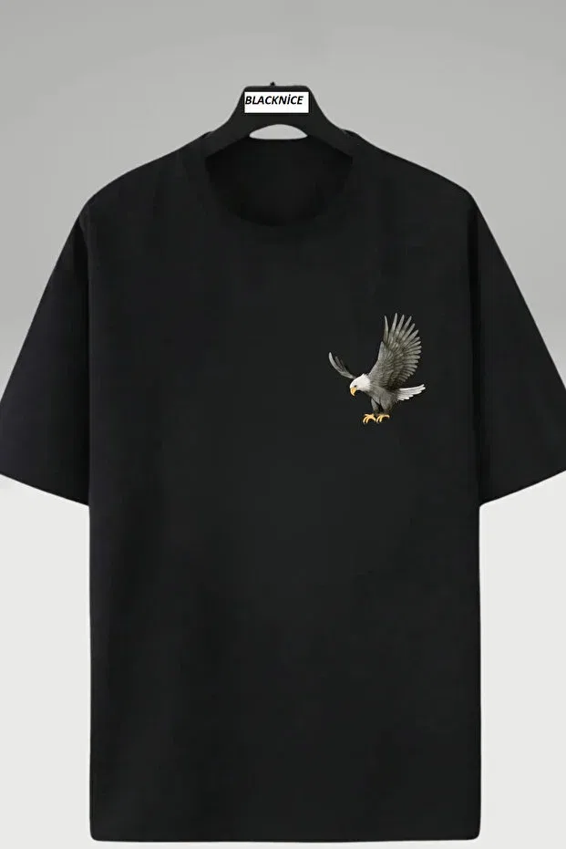 Детская футболка оверсайз с принтом Eagle Printed T-Shirt Oversize T-Shirt Baxia, Black