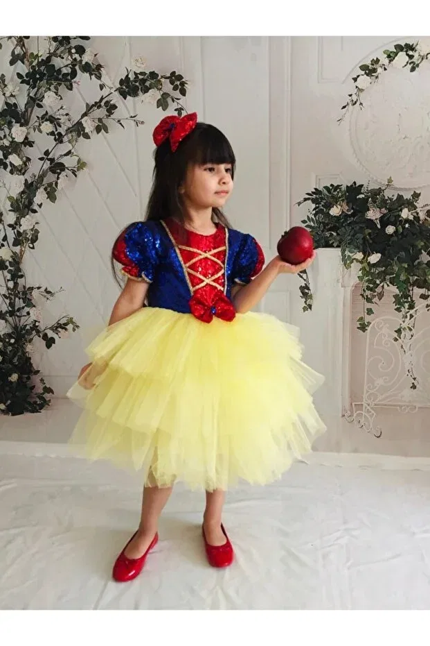 Детское платье для девочек с пайетками Princess Buse&Eylül Bebe, Yellow