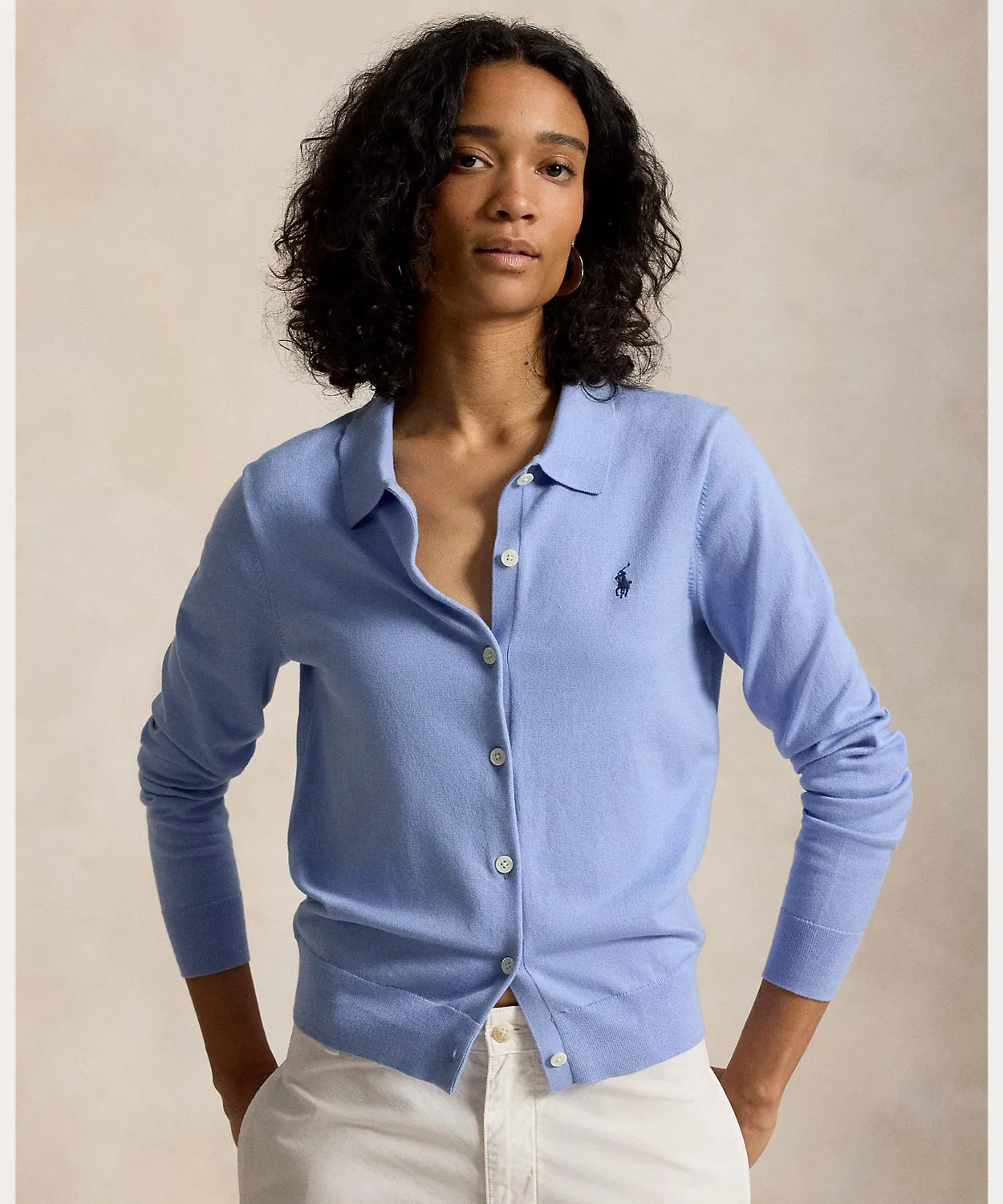 Женский кардиган с поло-воротником Polo Ralph Lauren, Blue