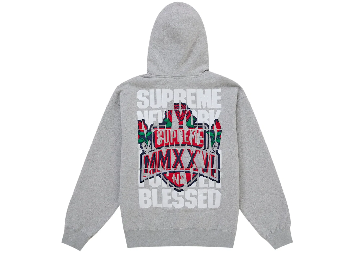 Мужское худи на молнии с аппликацией Blessed Supreme, цвет Heather Grey