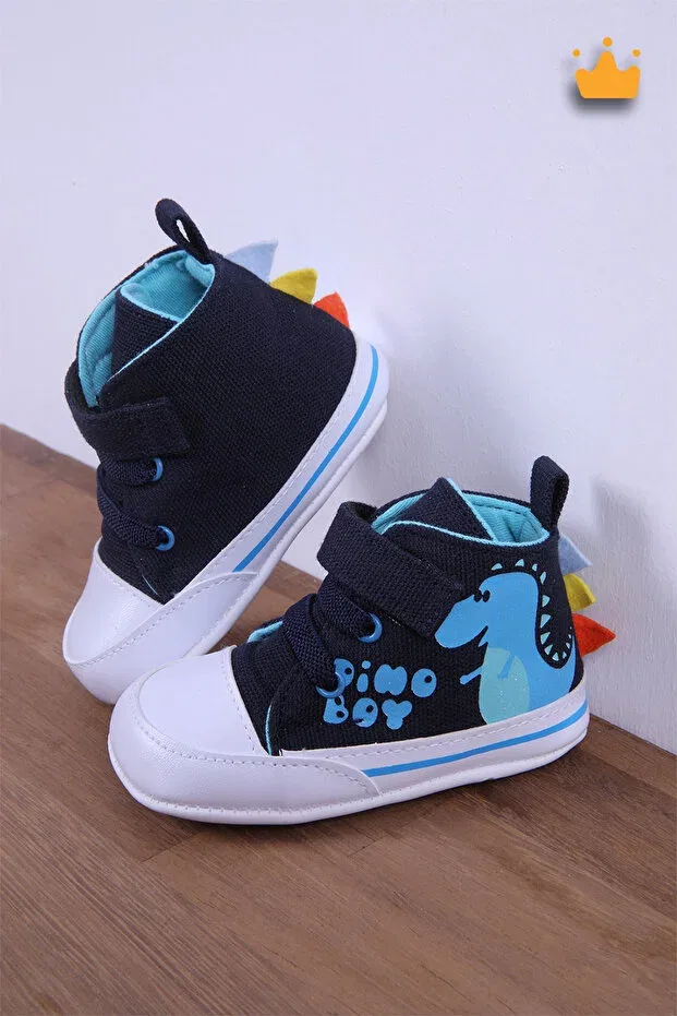 Детские мокасины для мальчиков с принтом Dinosaur patterned Babyhola, Navy Blue