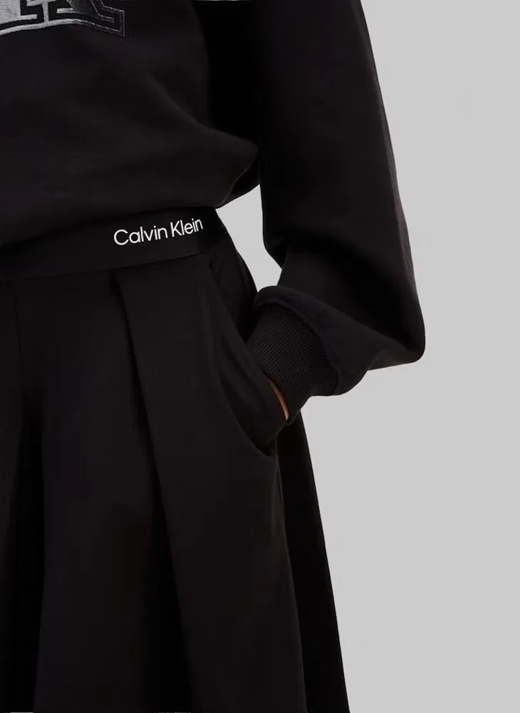 Юбка мини плиссированная с логотипом Calvin Klein Jeans, черный — фото 4