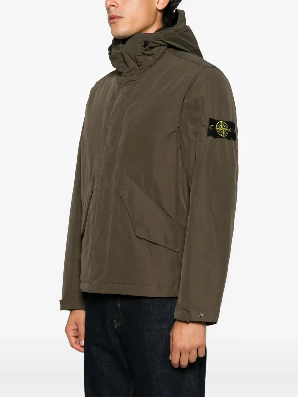 Куртка с капюшоном и логотипом-нашивкой Stone Island, зеленый — фото 3