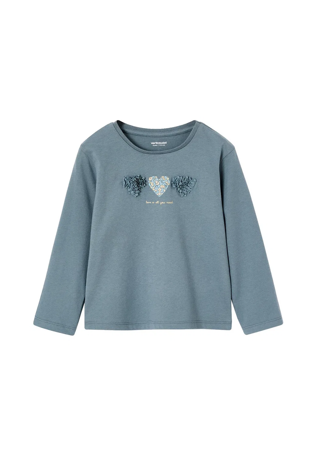 Mädchen langarmshirt mit рельеф-герц - топ с длинными рукавами Vertbaudet, Grün