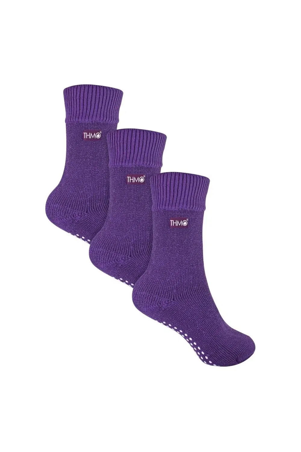 Теплые носки-тапочки с прорезиненным покрытием Thmo, Purple — фото 4