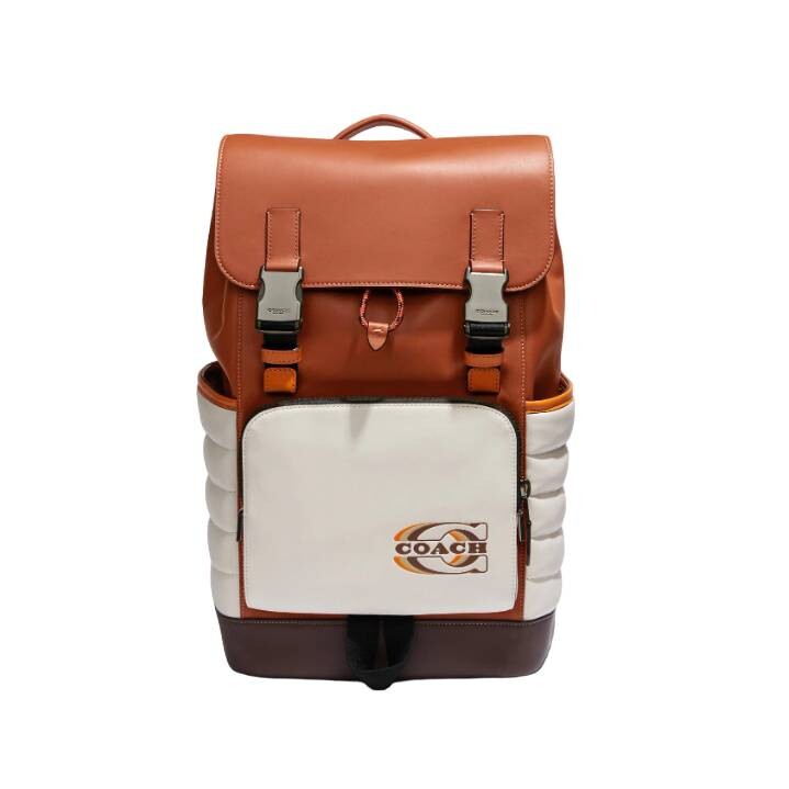 

Рюкзак Coach Outlet Track With Quilting And Coach Stamp, черный/белый/коричневый