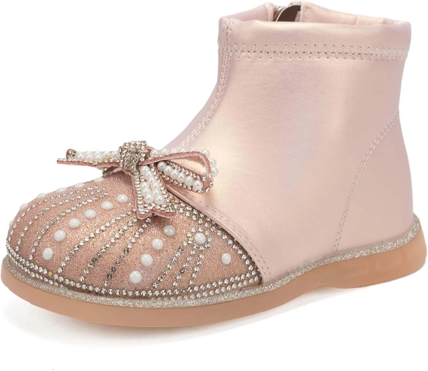 Детские сапоги для девочек с блестками Princess Crystal Bow GOJERP, Pink