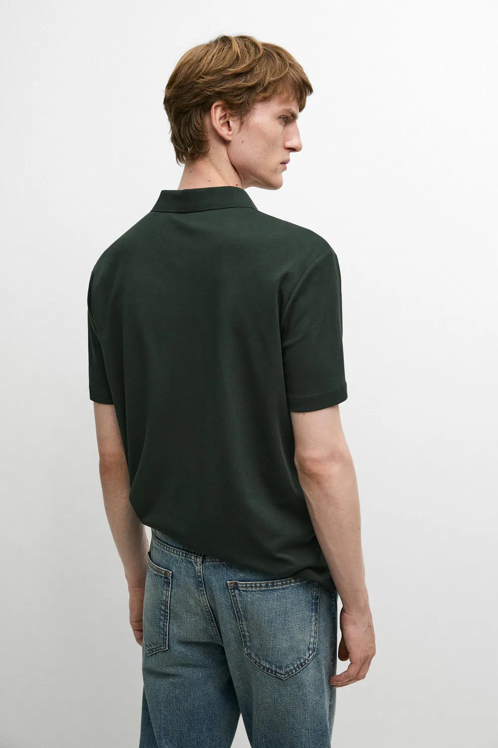 Поло Massimo Dutti, хлопковое, хаки — фото 3