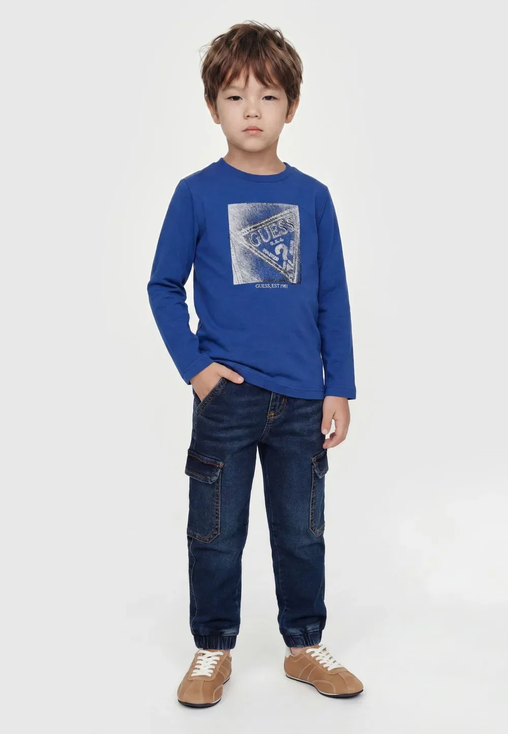 Футболка-Поло Gestreiftes с длинными рукавами Guess, Blau