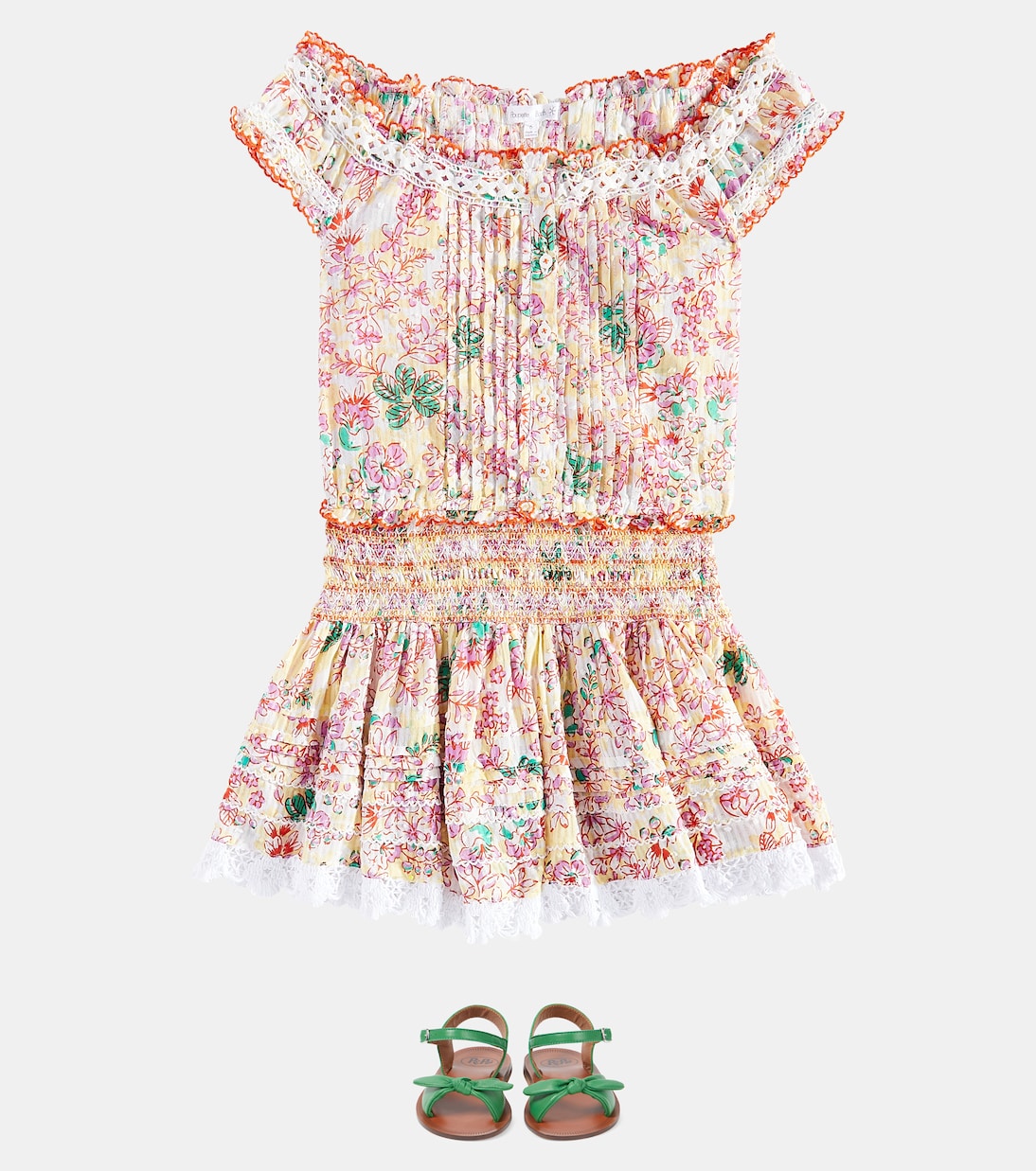 Рубашка с цветочным принтом Alba Poupette St Barth Kids, Yellow Sweet Liberty Syy — фото 2
