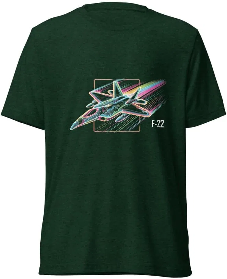Мужская футболка с принтом F-22 Raptor, Emerald Triblend