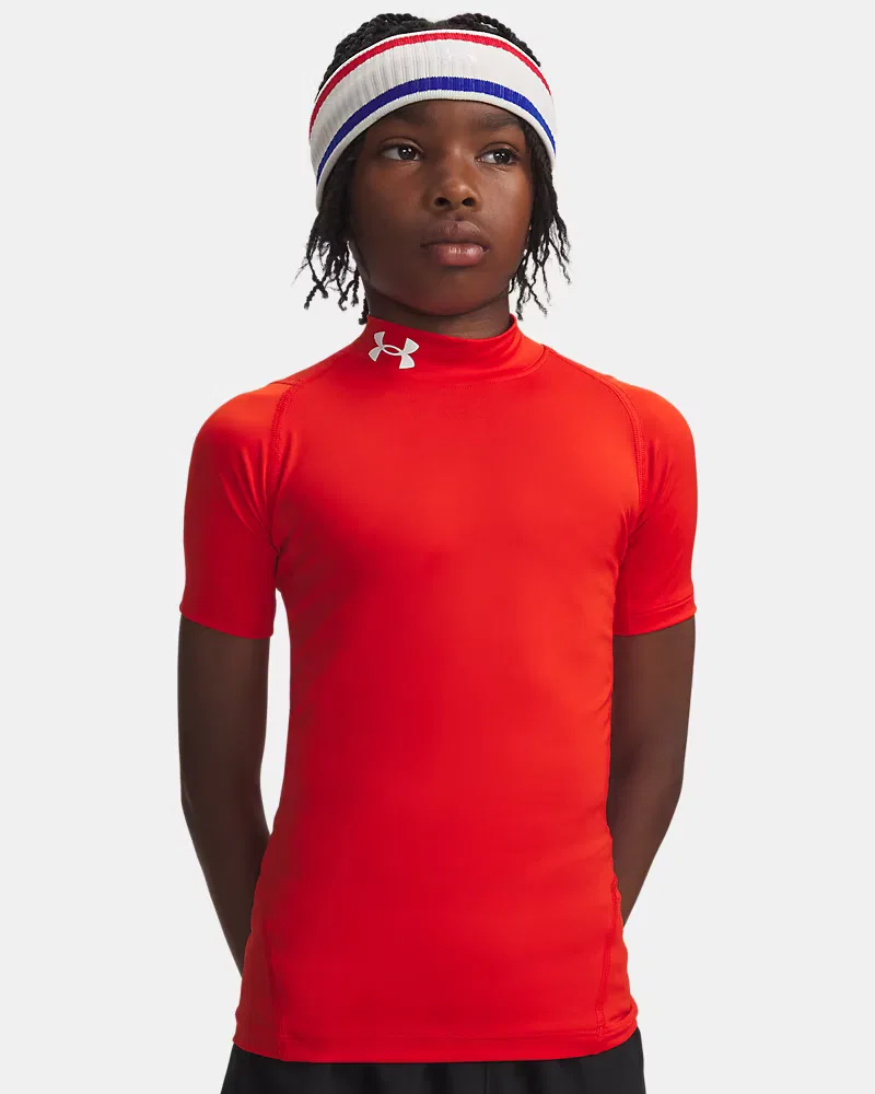 Футболка с коротким рукавом и высоким воротом HeatGear Mock UnderArmour, Anthem Red/White