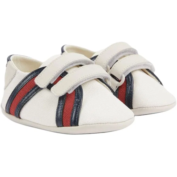 Детские кеды Gucci The House Canvas Low Top Pre Walking Baby Shoes, хлопковый холст, белый — фото 4