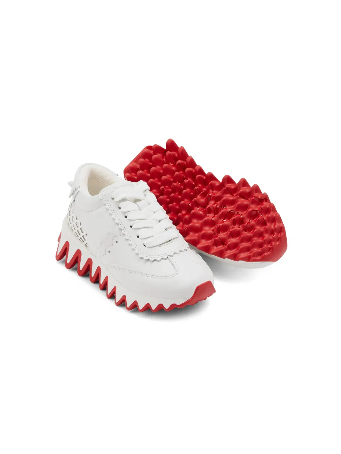 Мини кроссовки Shark из кожи Christian Louboutin, белый/красный — фото 3