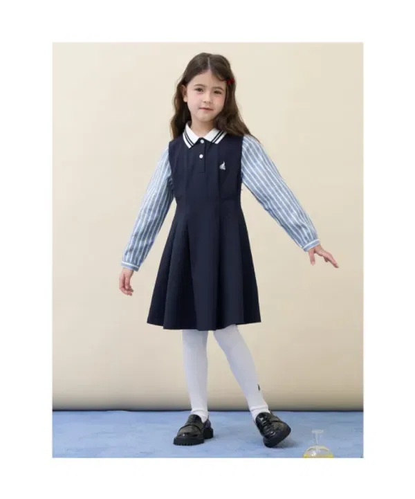 Платье поло с воротником, школьная форма, Beanpole Kids, темно-синий — фото 4