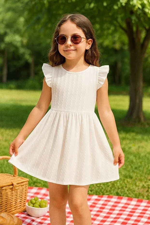 Детское платье для девочек с рюшами Esila Kids, White — фото 3