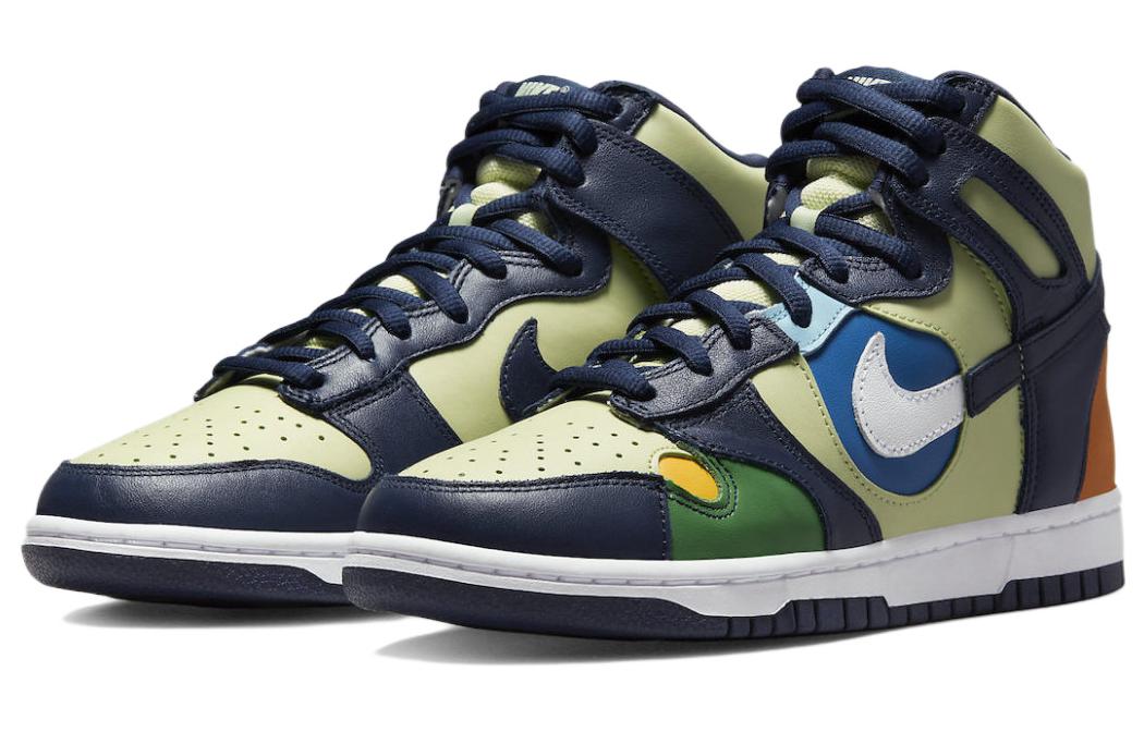 Кроссовки Nike Dunk High, светло-зеленый/темно-синий — фото 3