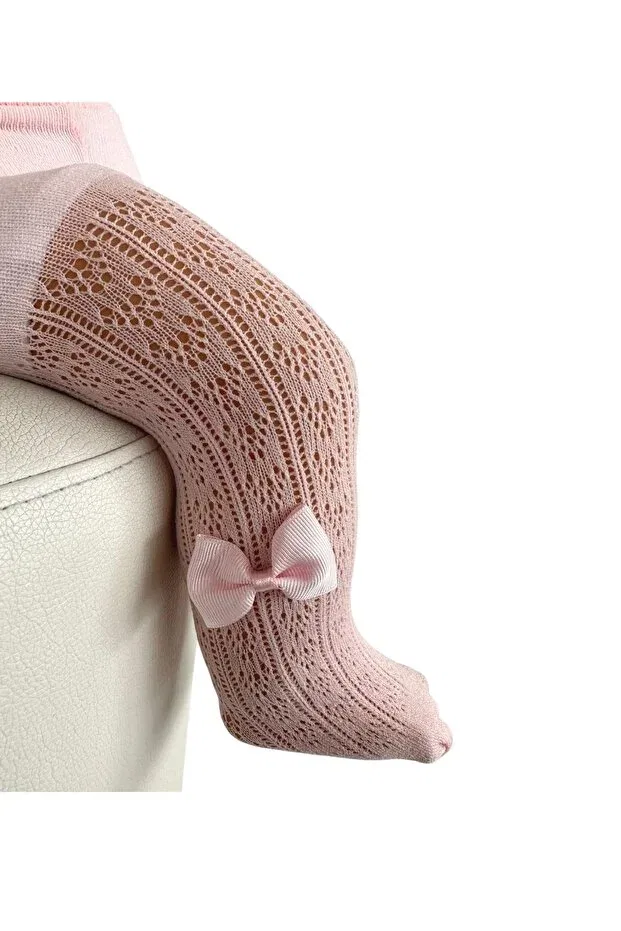 Детские колготки для девочек с отделкой OriEtta Accessoried Baby Tights Daymod, Pink — фото 2