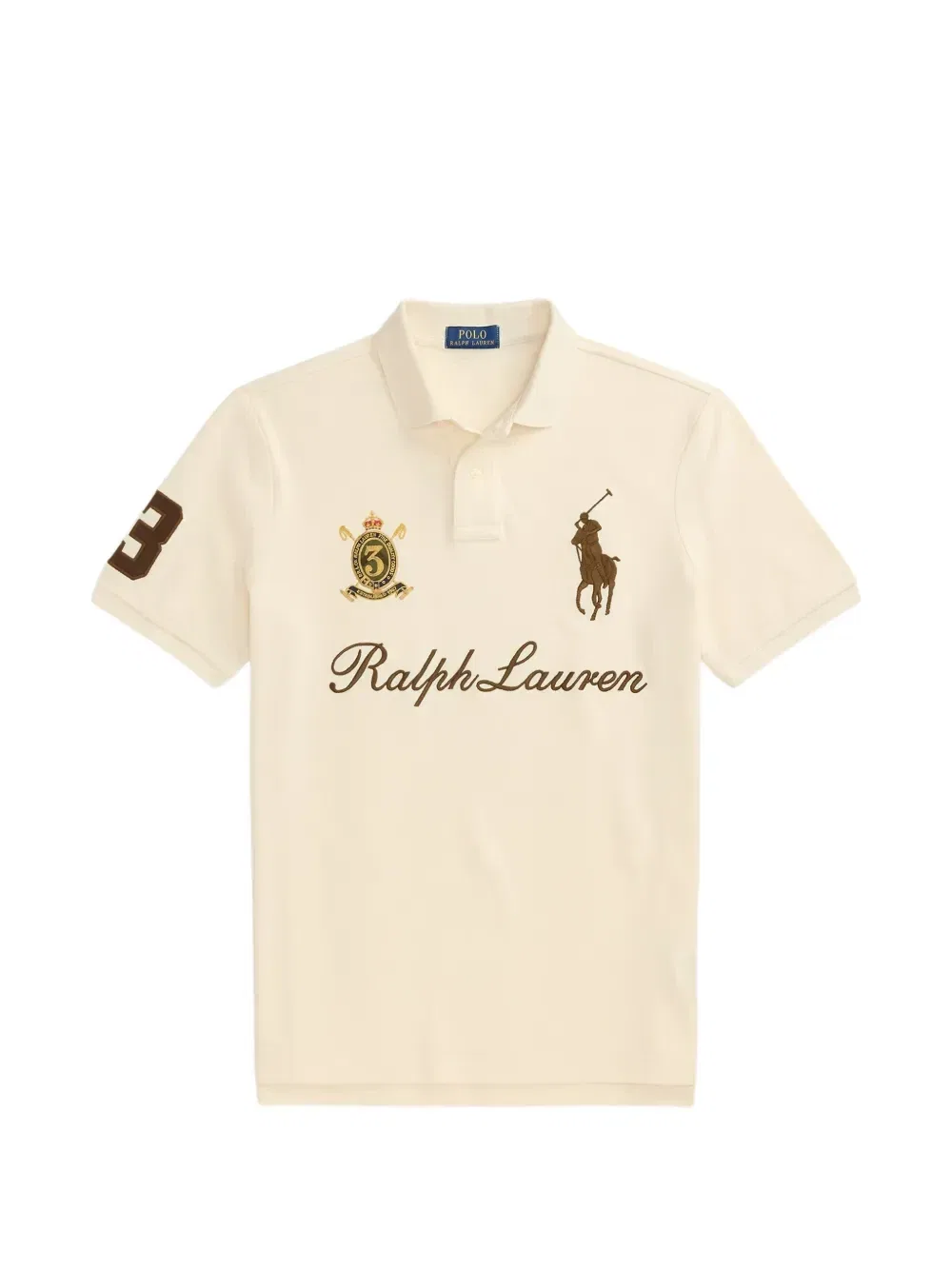Рубашка-поло из пике с вышитым логотипом Polo Ralph Lauren, бежевый