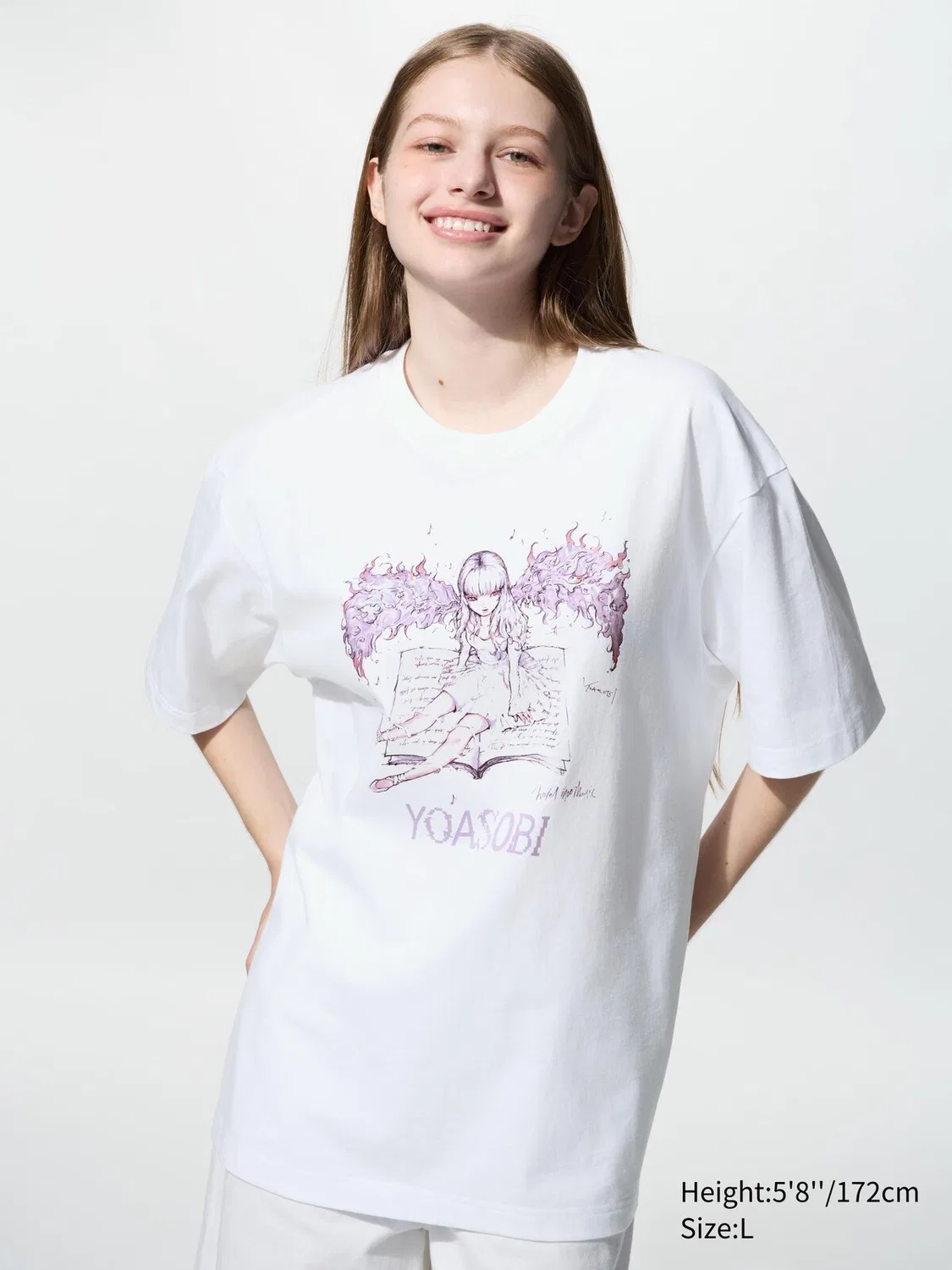 Футболка Uniqlo Yoasobi ut, графическая футболка для повседневной носки, белый — фото 2