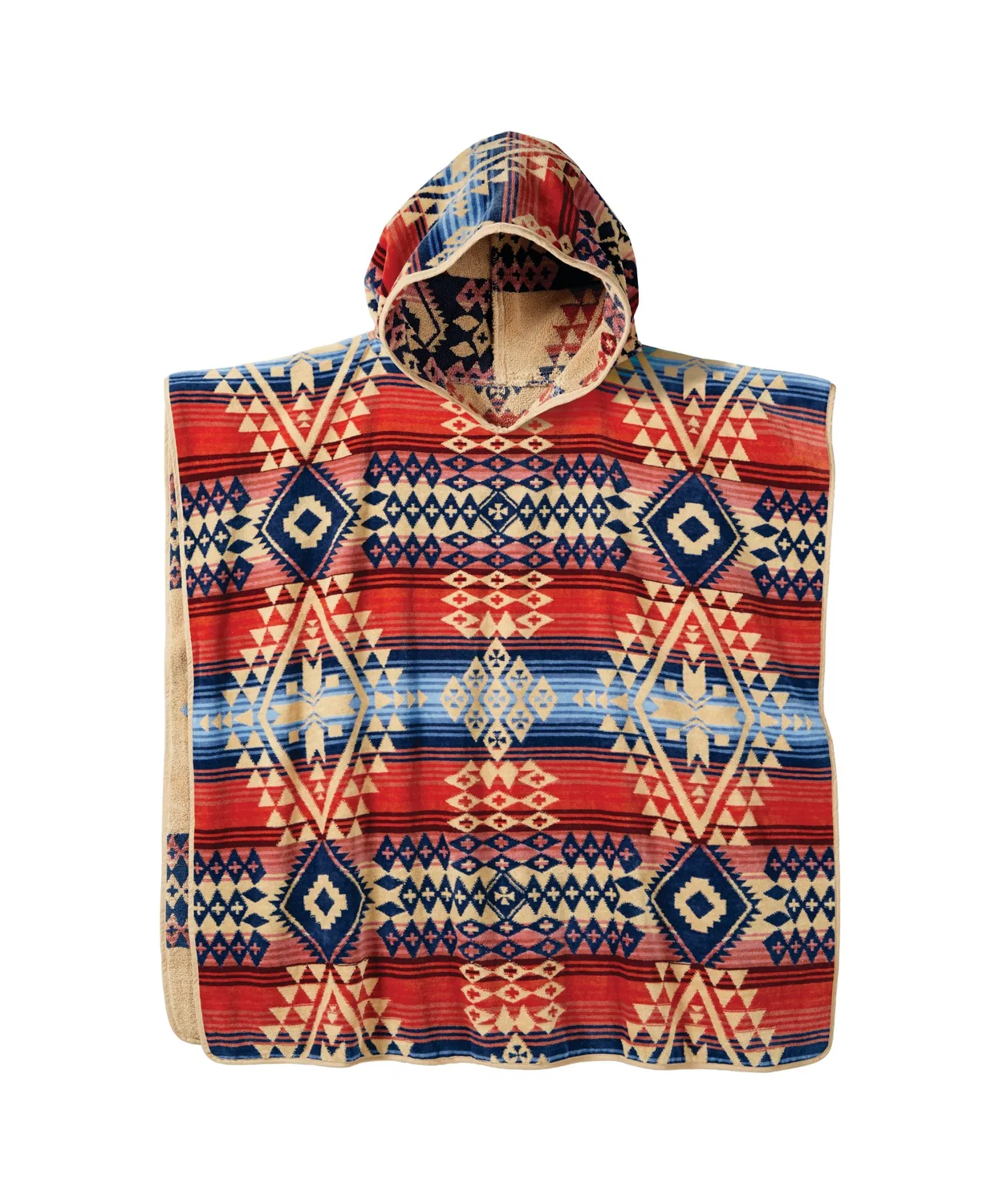 Детский пончо-полотенце с капюшоном, хлопковое PENDLETON, Red