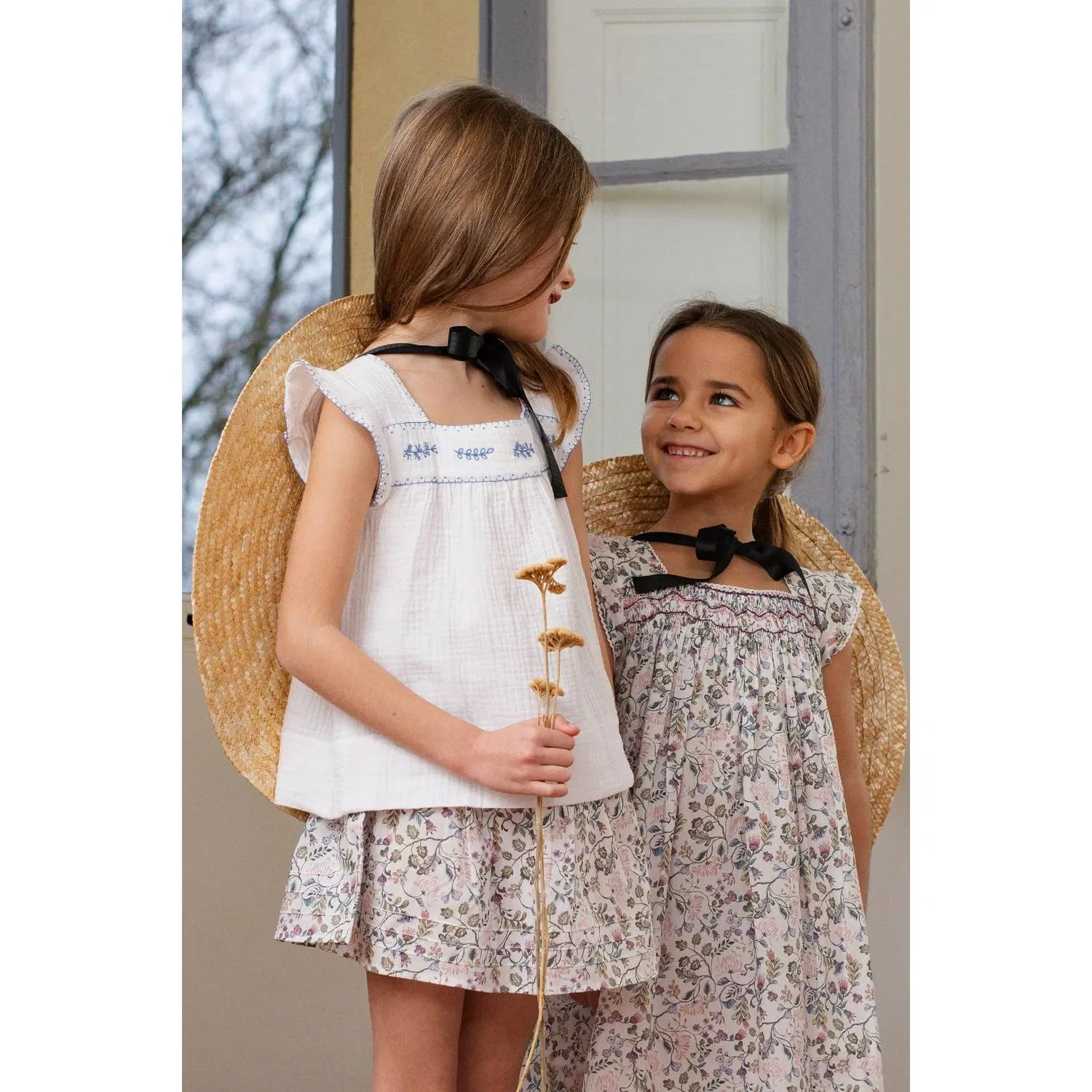 Детская блузка для девочек с вышивкой Olivia Blouse Marie Puce, White — фото 4