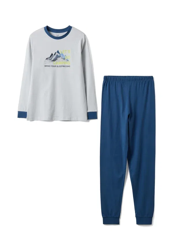 Пижамный комплект из хлопка Regular fit with print set Ovs, grey blue, синий/серый