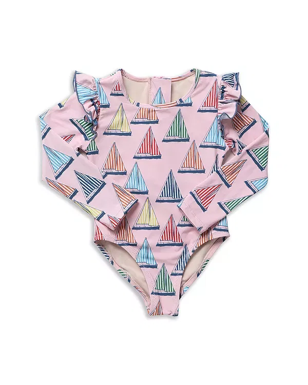 Детский купальник для девочек с длинным рукавом Rachel Pink Chicken, Pink Regatta