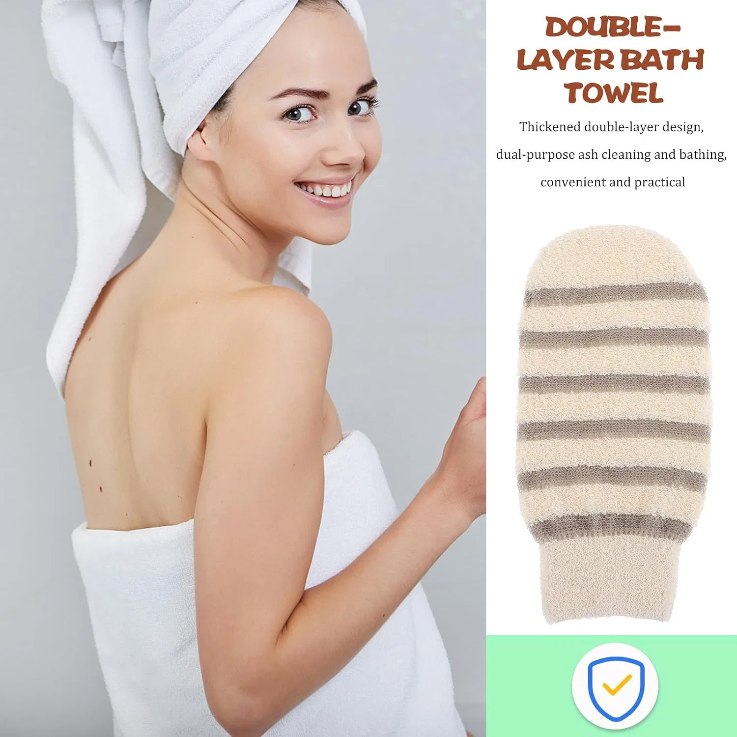 2 Peeling-Badehandschuhe aus Flachs, Beige Generisch — фото 3