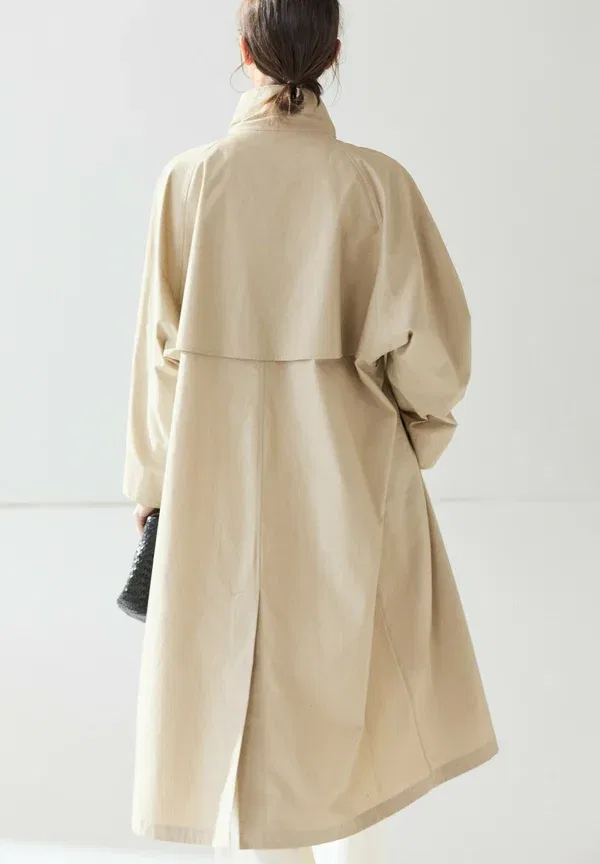 Пальто из хлопка Classic Massimo Dutti, бежевое — фото 3