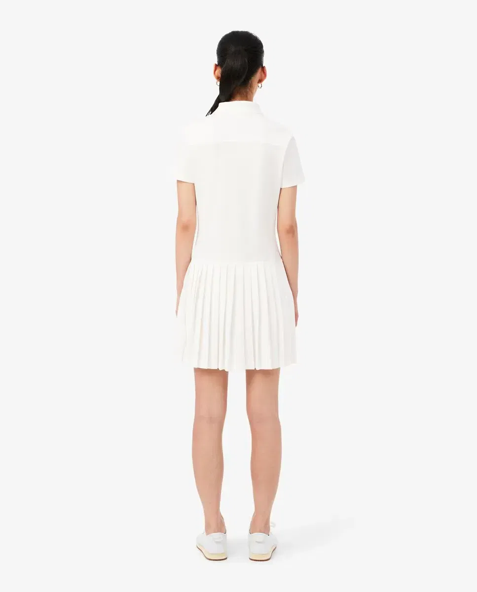 Платье Lacoste Blanco из пике с коротким рукавом, плиссированная юбка, белое — фото 2