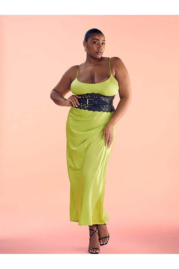 Женская ночная рубашка с принтом сатиновая Victoria'S Secret, Light Yellow — фото 4