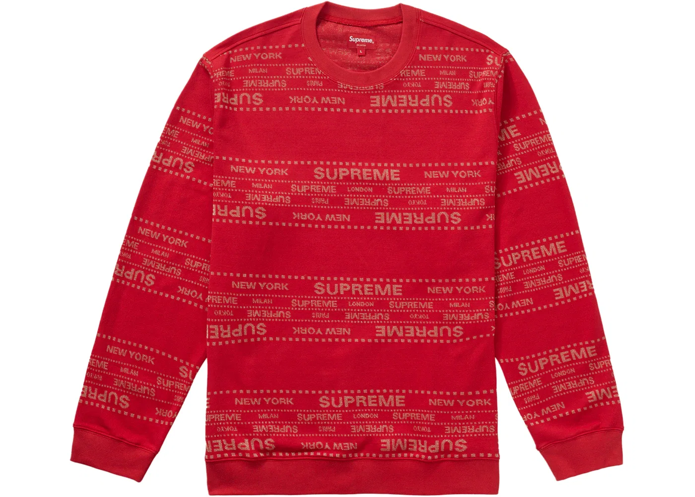Мужской свитшот с металлическим жаккардом Supreme Crewneck, Red