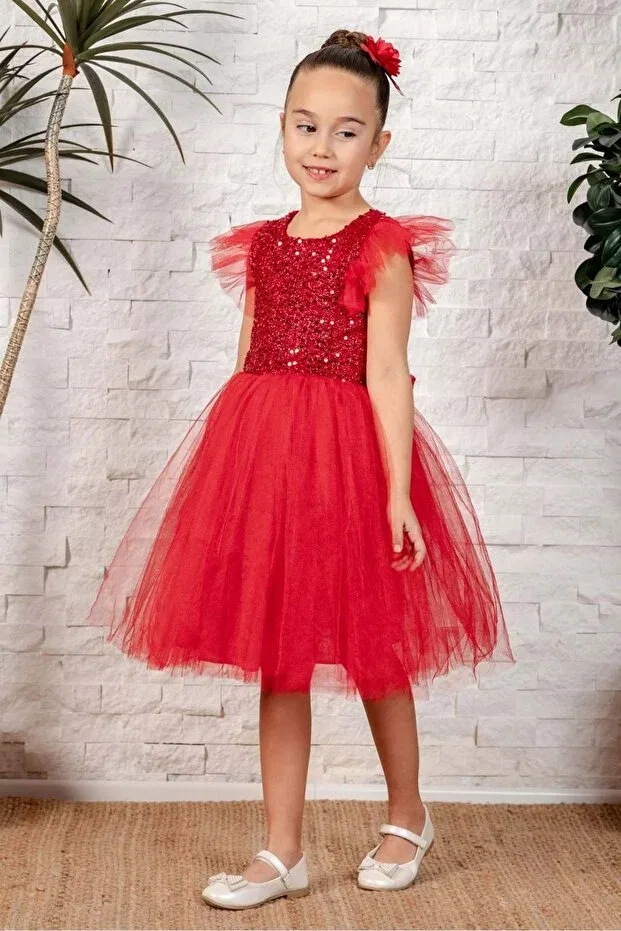 Детское платье для девочек из тюля Mnk Baby&Kids, Red — фото 4
