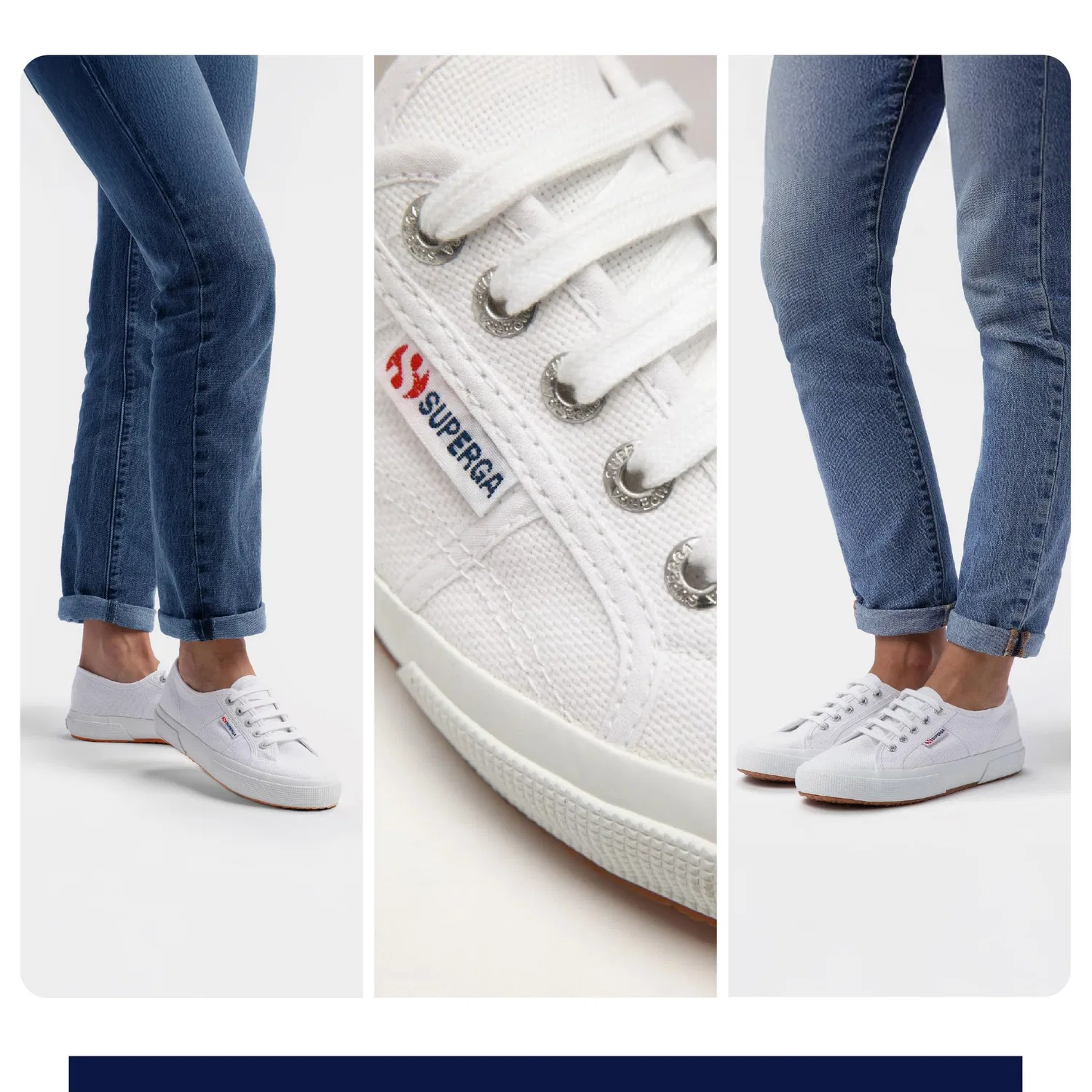 Детские кеды для девочек с контрастной отделкой Superga, White — фото 2