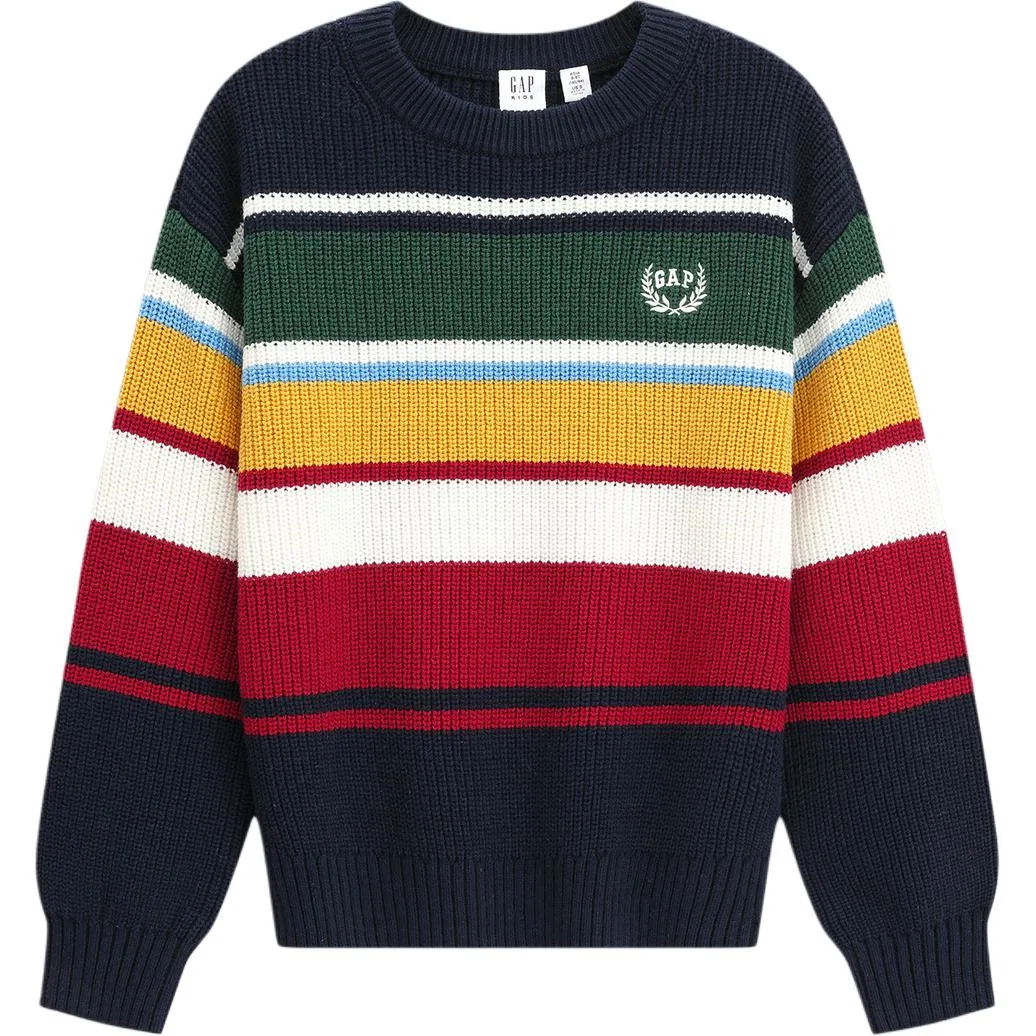 Детский свитшот с круглым вырезом Marine Blue Stripe GAP