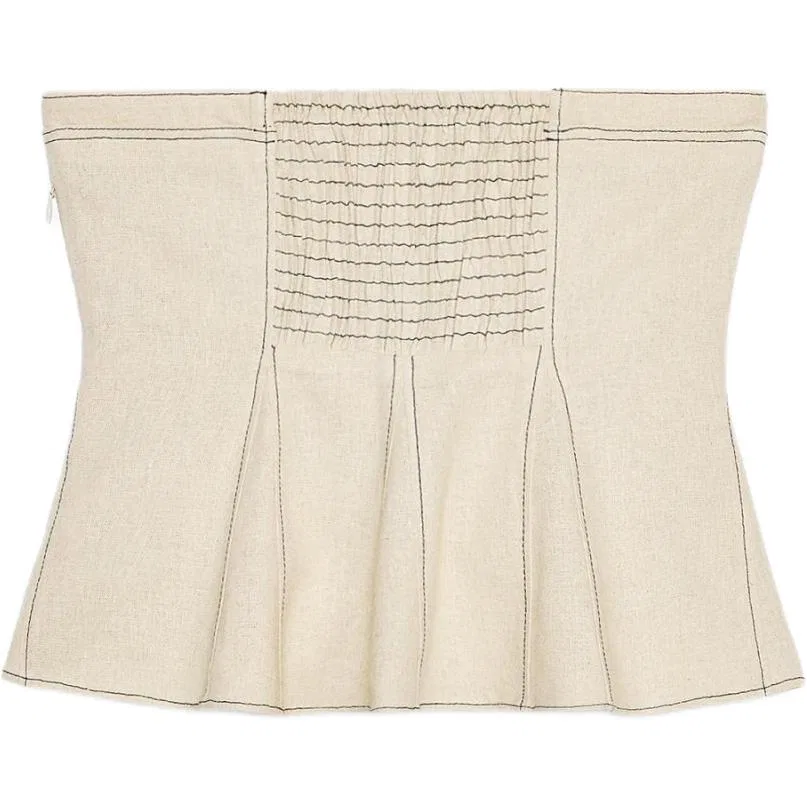 Женский топ без бретелей с приталенной талией Light Beige ZARA, Light Beige — фото 3